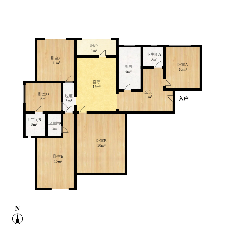 北辰三角洲E4区  4室2厅2卫    226.8万室内图1