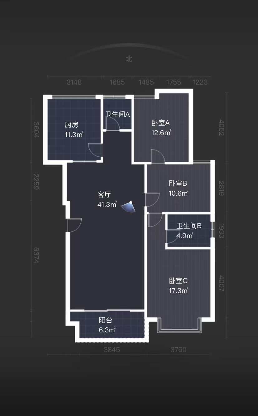 天台玉苑 3室2厅2卫 61.8万 天台玉苑 3室2厅2卫 61.8万室内图
