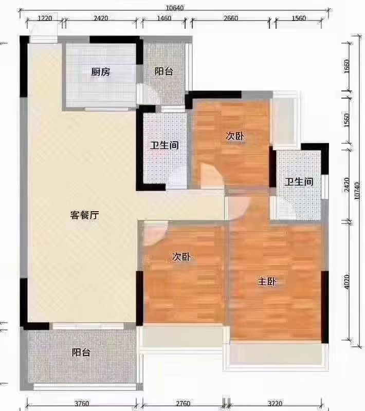 湘江名都  3室2厅2卫   80.00万