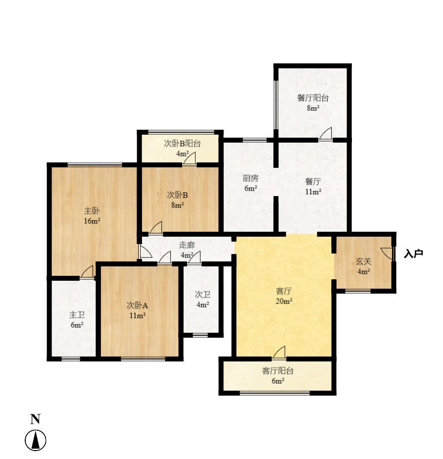 鑫远熙山  4室2厅1卫    3000.0元/月户型图