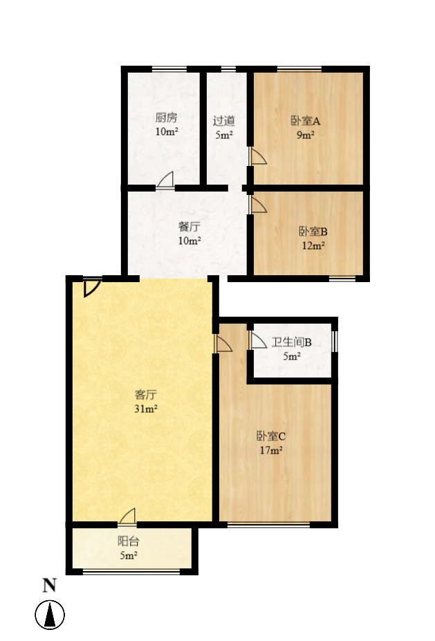 金帆小区  4室2厅2卫   2200.00元/月室内图1