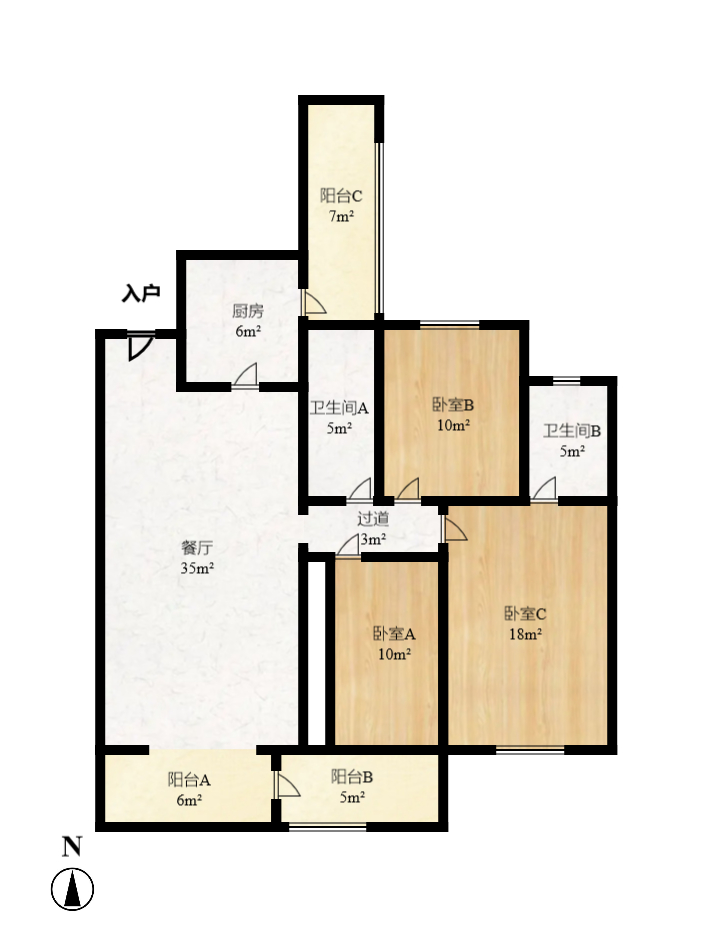 湘楚家园 3室2厅2卫 1500.0元/月 湘楚家园 3室2厅2卫 1500.0元/月户型图