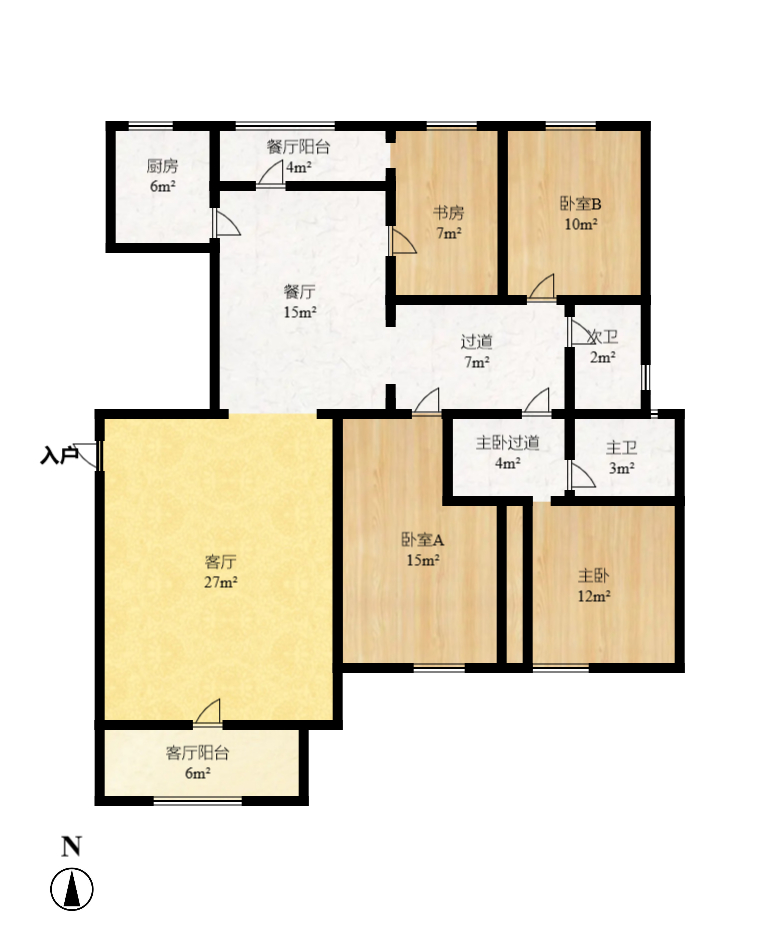 卓越蔚蓝海岸二期  4室2厅2卫   2700.00元/月户型图