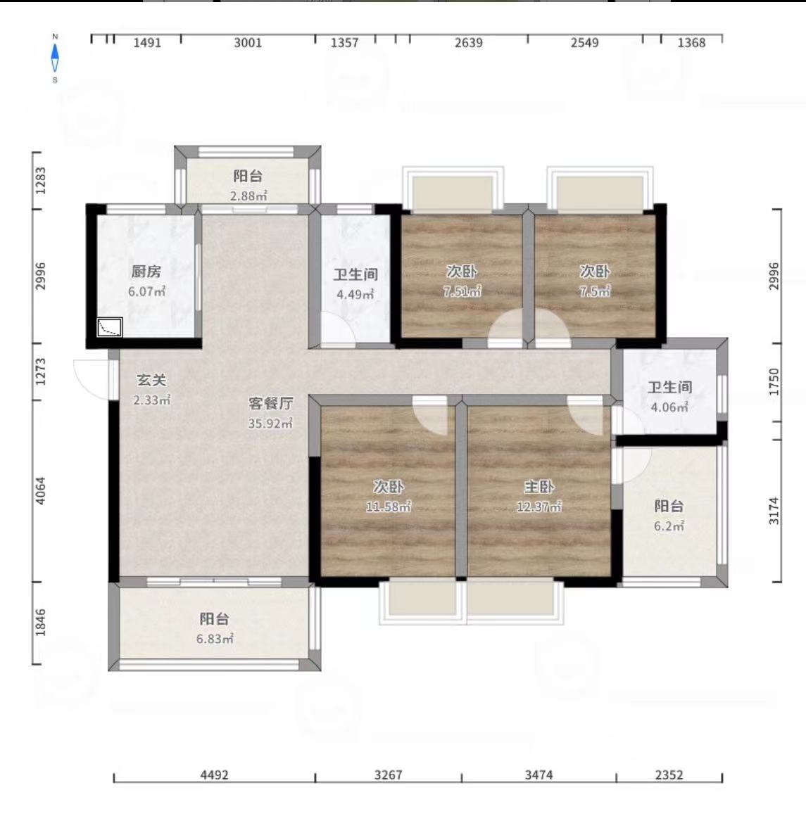 格林水岸 4室2厅2卫 95.00万 格林水岸 4室2厅2卫 95.00万室内图