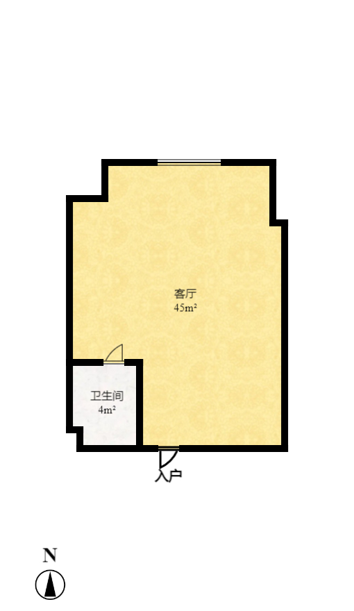 金碧文华  1室1厅1卫   1500.00元/月户型图