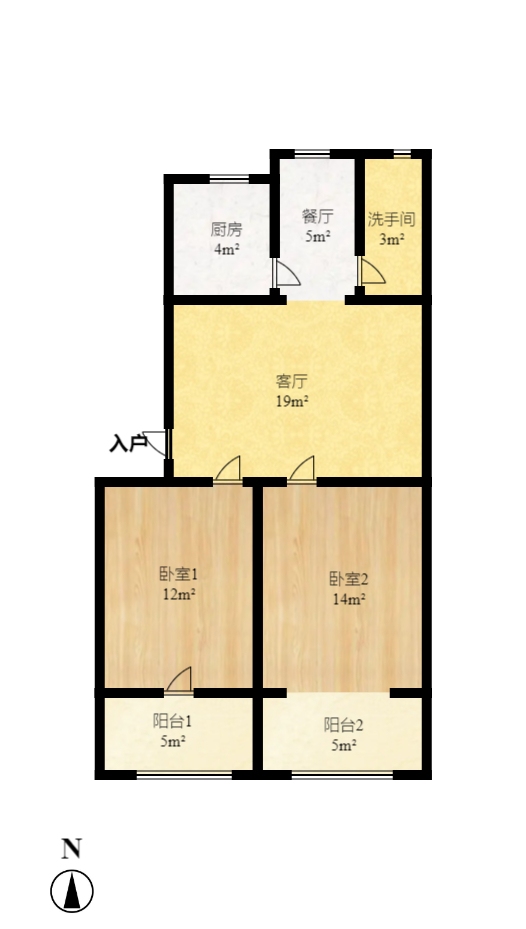香樟路电信宿舍 3室1厅1卫 1400.0元/月 香樟路电信宿舍 3室1厅1卫 1400.0元/月户型图