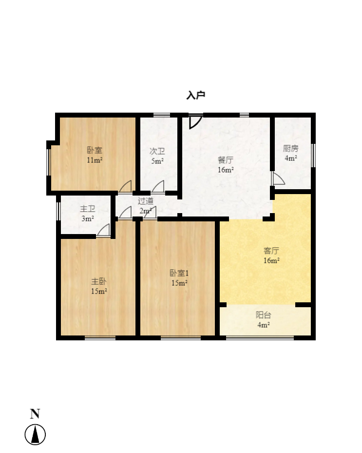 山水华景  3室2厅2卫   3000.00元/月户型图