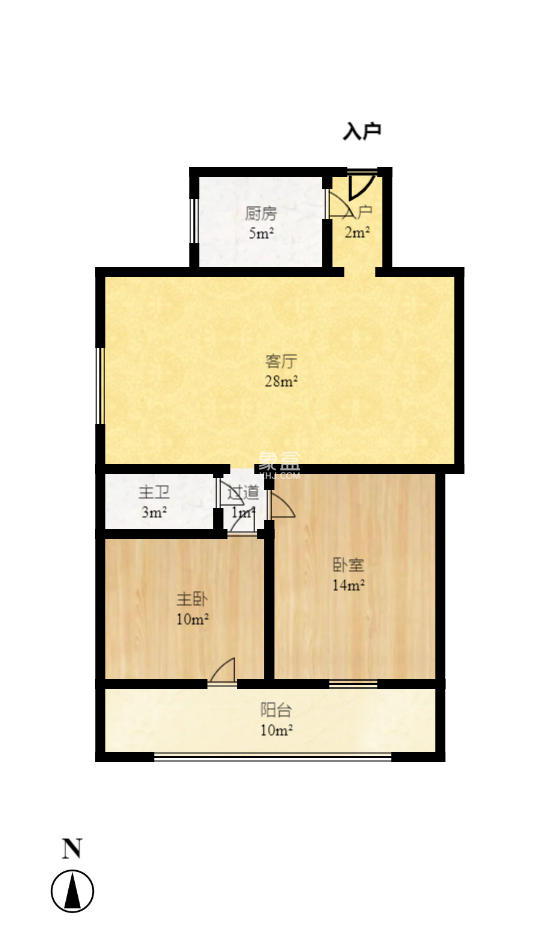 竹园公寓  3室1厅1卫   2600.00元/月户型图