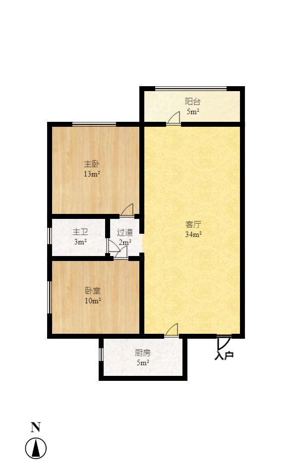 先锋东外滩 2室1厅1卫 1600.0元/月 先锋东外滩 2室1厅1卫 1600.0元/月户型图