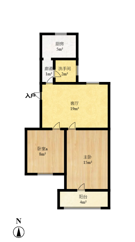 航天大院  3室1厅1卫   1600.00元/月户型图