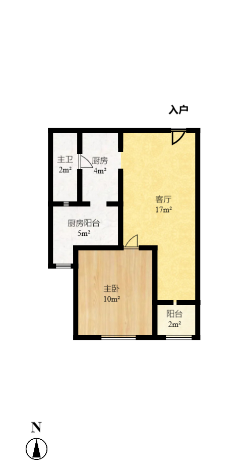 绿地公馆（绿地名邸）  1室1厅1卫   1600.00元/月户型图