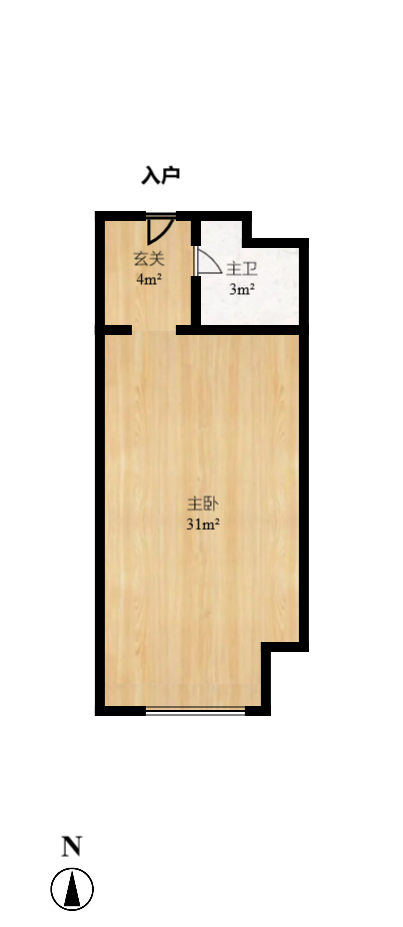 绿地之窗 1室1厅1卫 1600.0元/月 绿地之窗 1室1厅1卫 1600.0元/月户型图