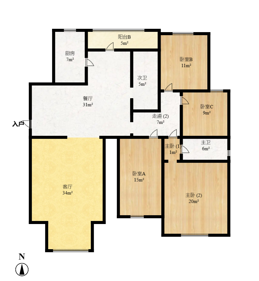 仁和雨花家园 4室2厅2卫 2800.0元/月 仁和雨花家园 4室2厅2卫 2800.0元/月户型图