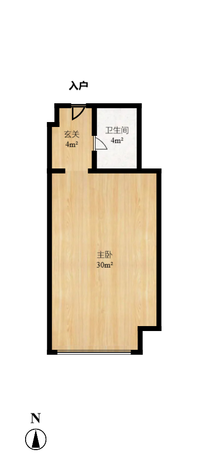 奥克斯缔壹城 1室1厅1卫 1100.0元/月 奥克斯缔壹城 1室1厅1卫 1100.0元/月户型图