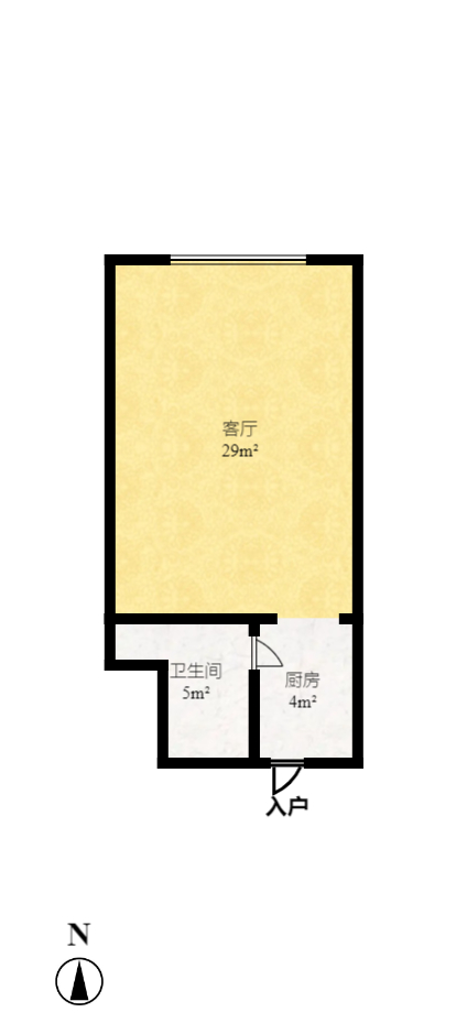 时代星空  1室1厅1卫   1200.00元/月户型图