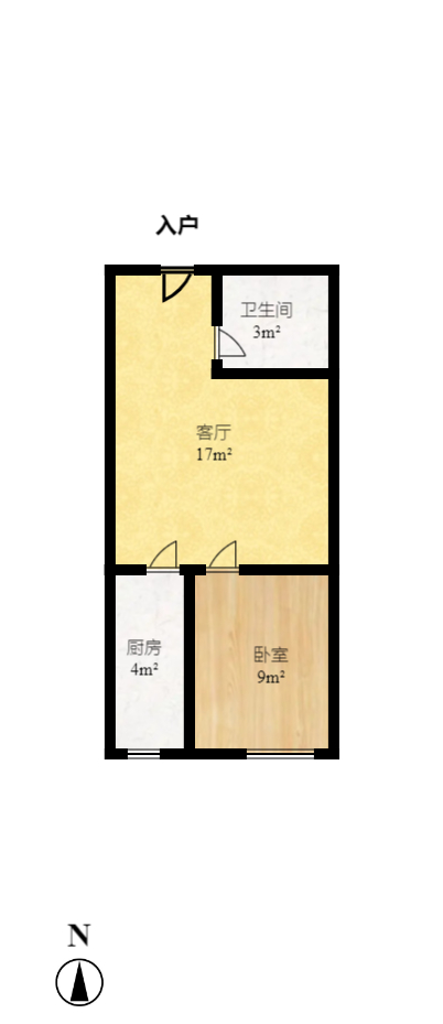 方略90公馆  1室1厅1卫   1100.00元/月户型图