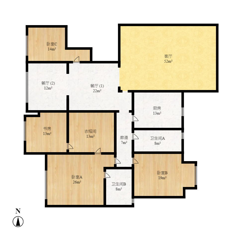 建发汇金国际  4室2厅1卫   5500.00元/月室内图1