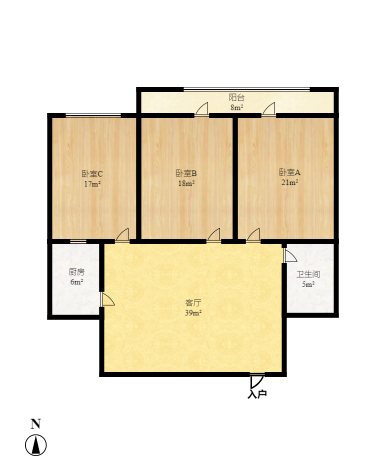 芙蓉同发 2室1厅1卫 2800.0元/月 芙蓉同发 2室1厅1卫 2800.0元/月户型图