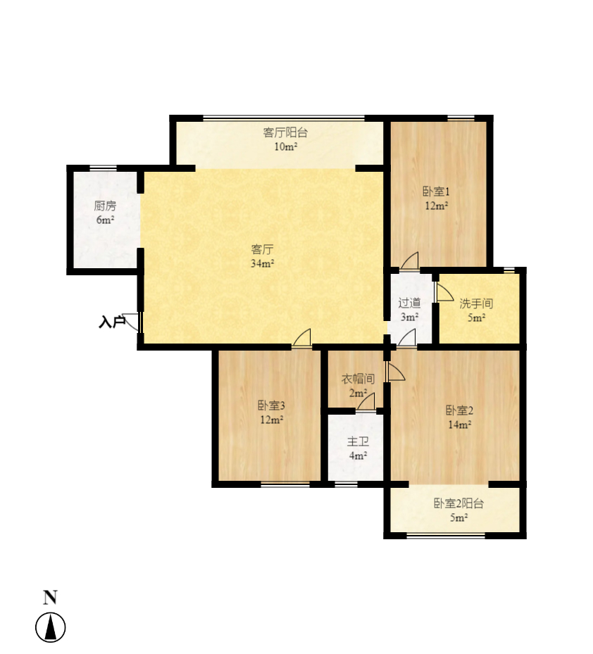 建发中央悦府  3室2厅2卫   4000.00元/月室内图1