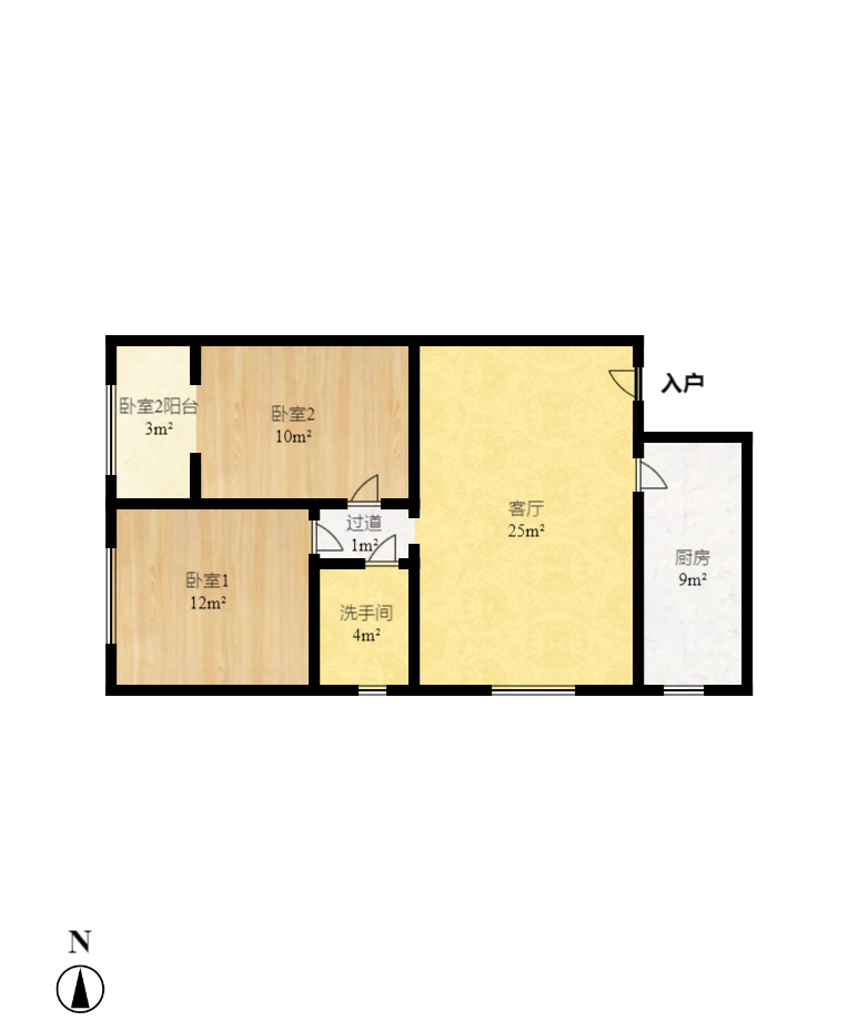 东方新世界 2室2厅1卫 2200.0元/月 东方新世界 2室2厅1卫 2200.0元/月户型图