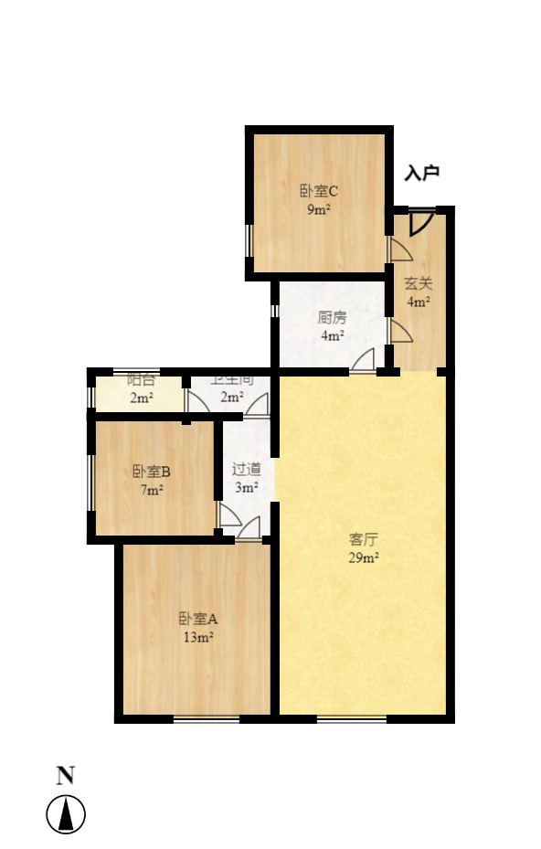 维一星城原山苑 3室2厅1卫 2500.0元/月 维一星城原山苑 3室2厅1卫 2500.0元/月户型图