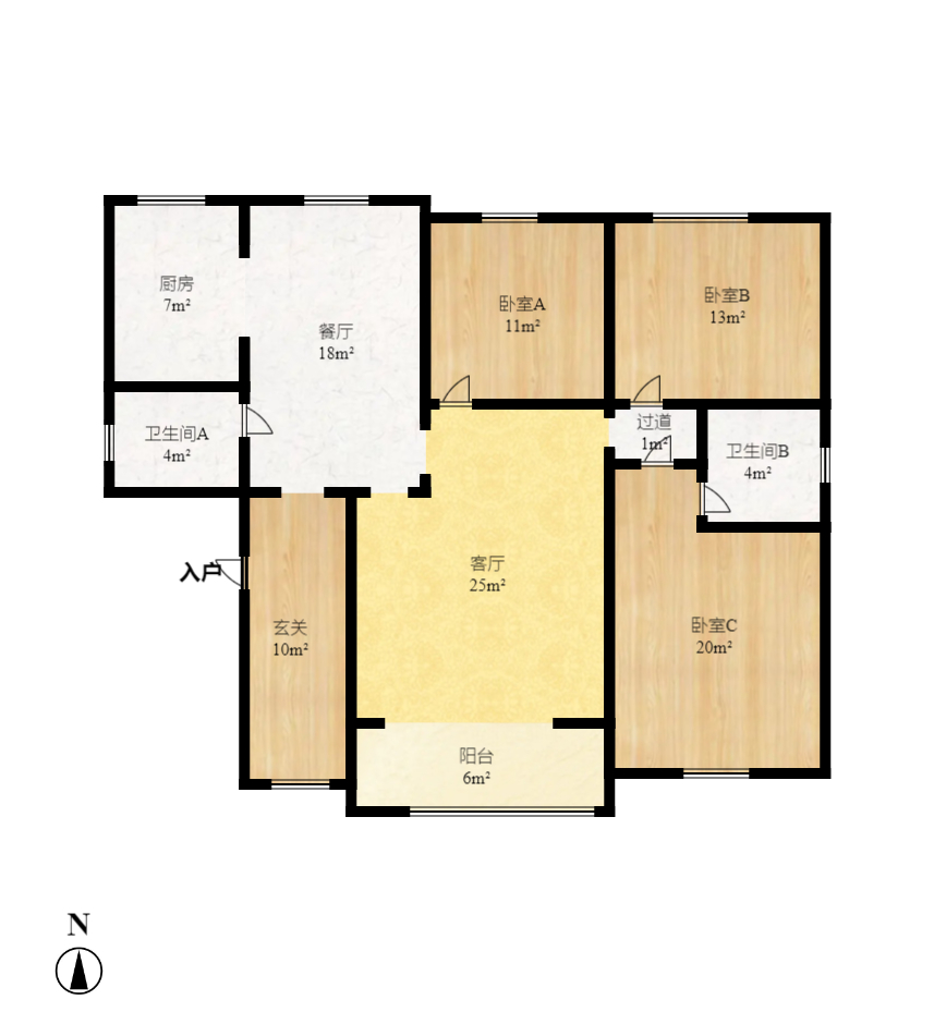 申湘宽境 3室2厅2卫 1800.0元/月 申湘宽境 3室2厅2卫 1800.0元/月户型图