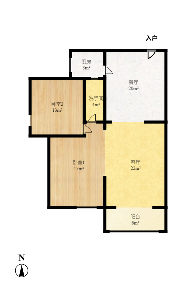 金领家族 2室2厅1卫 1700.0元/月 金领家族 2室2厅1卫 1700.0元/月户型图