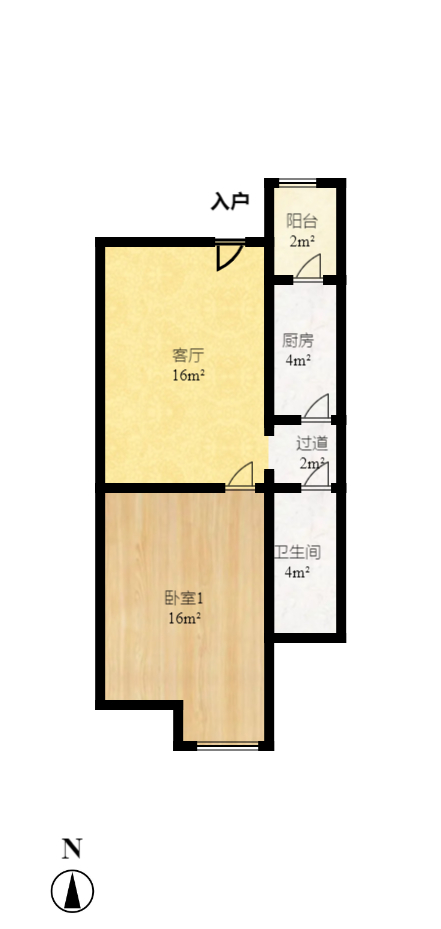 北辰三角洲E3区  1室1厅1卫    2500.0元/月户型图