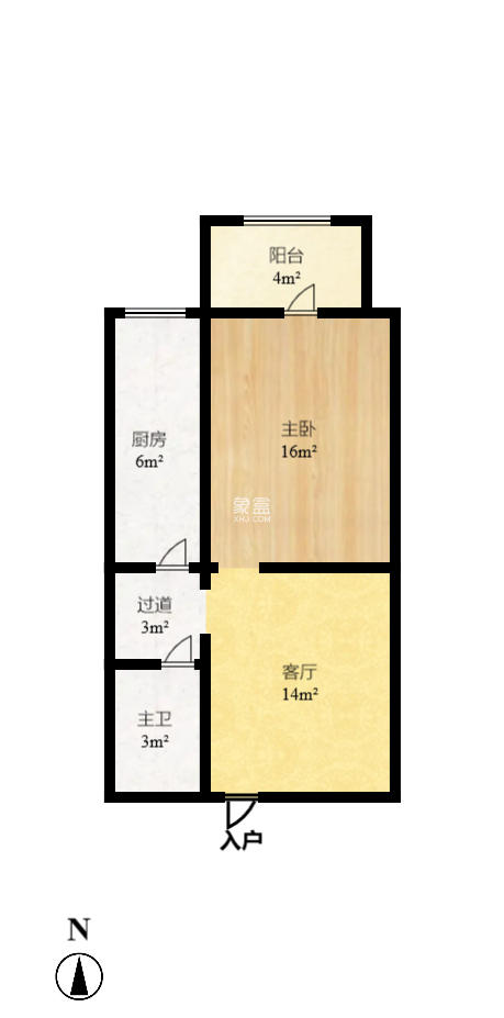 人瑞潇湘国际  1室1厅1卫   8500.00元/月户型图