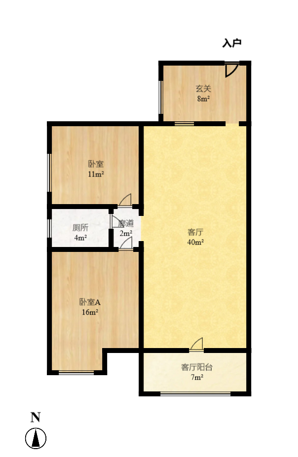 锑都家园  2室2厅2卫    1500.0元/月户型图