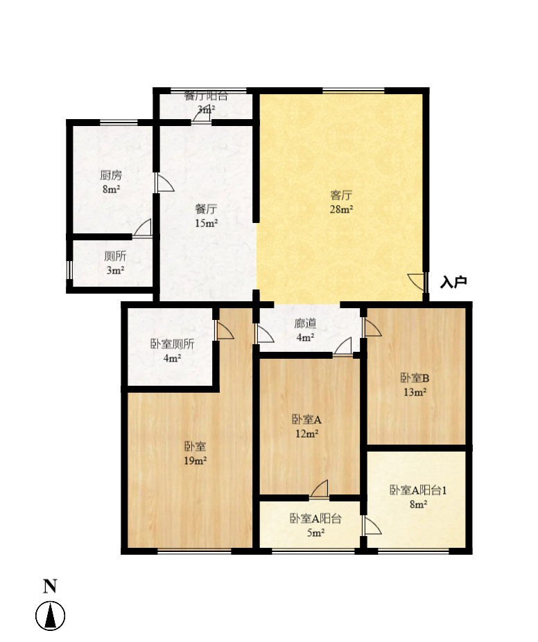 锑都家园 3室2厅1卫 2500.0元/月 锑都家园 3室2厅1卫 2500.0元/月户型图