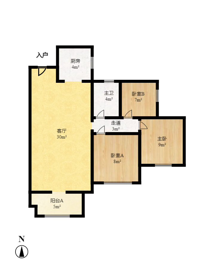 万里时代  3室1厅1卫   106.00万室内图1