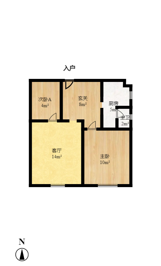 恒基凯旋门一二期  1室1厅1卫   1300.00元/月户型图
