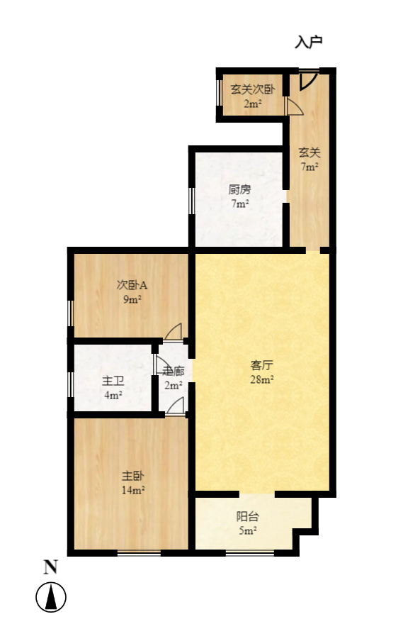 华润凤凰城二期  2室2厅1卫   1700.00元/月户型图