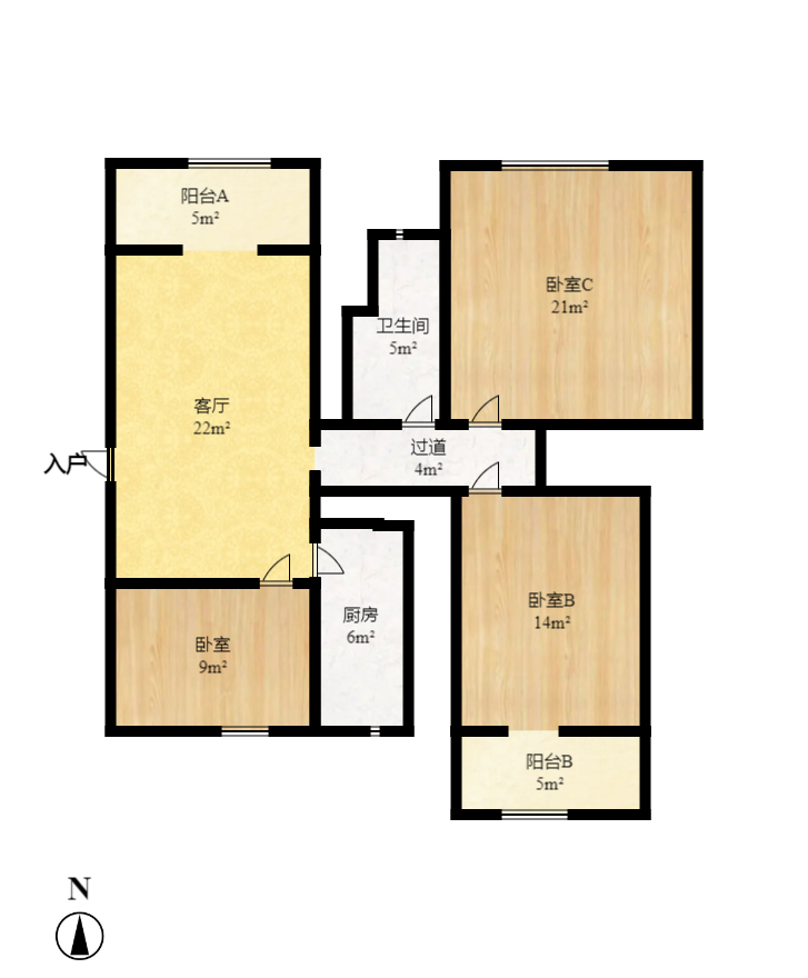 福泽园 2室2厅1卫 2500.0元/月 福泽园 2室2厅1卫 2500.0元/月户型图