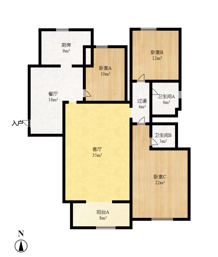 鑫远湘府华城 4室2厅1卫 3000.0元/月 鑫远湘府华城 4室2厅1卫 3000.0元/月户型图