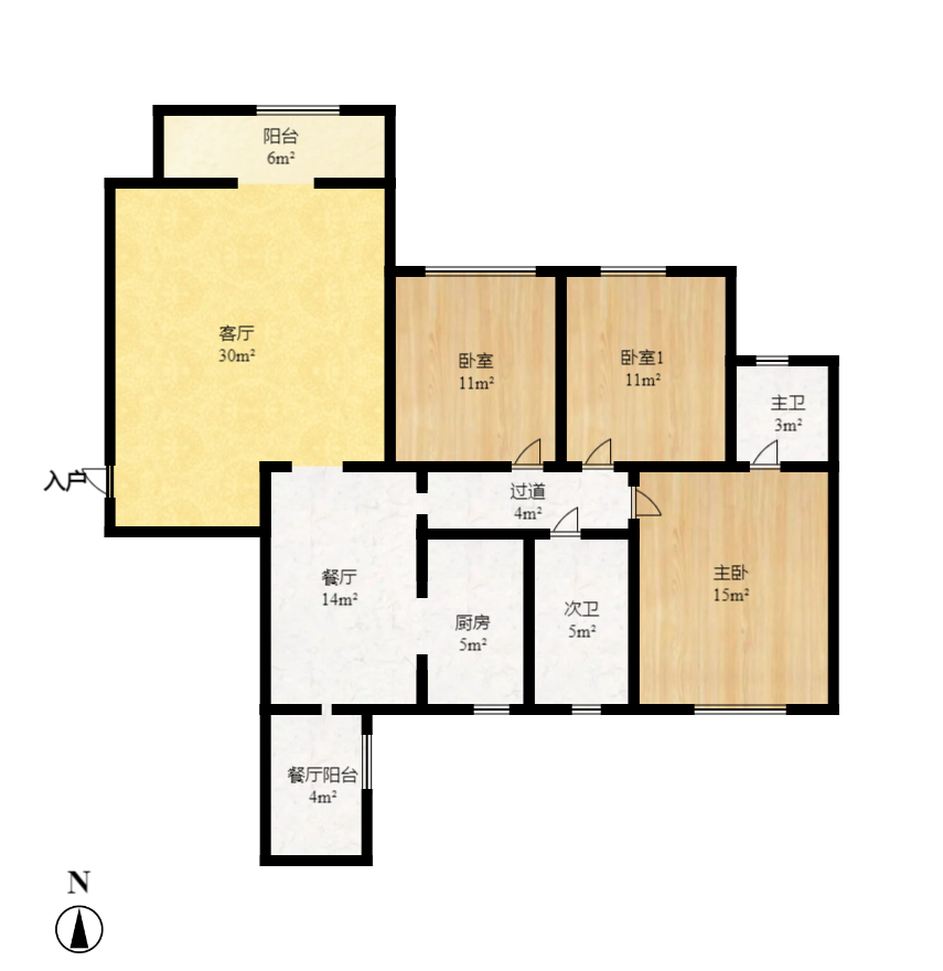 先锋东外滩 3室2厅2卫 2800.0元/月 先锋东外滩 3室2厅2卫 2800.0元/月户型图