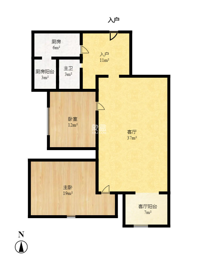 香槟小镇(香槟花苑) 3室2厅1卫 1800.0元/月 香槟小镇(香槟花苑) 3室2厅1卫 1800.0元/月户型图