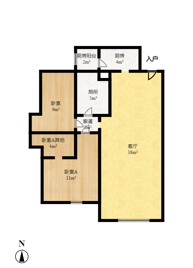 江山帝景哈佛  3室2厅1卫   1900.00元/月户型图