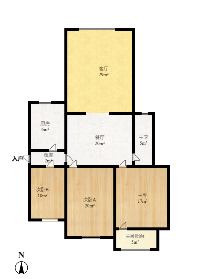 荷花村  3室2厅1卫   1900.00元/月室内图1