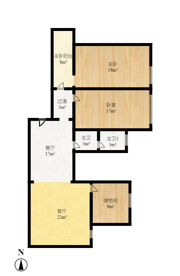 华海3C(天心电子世界)  3室2厅1卫    2800.0元/月户型图