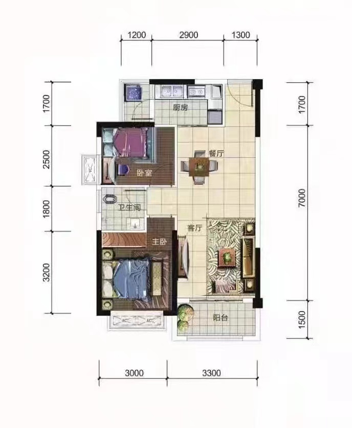 城市公园  2室2厅1卫   30.00万