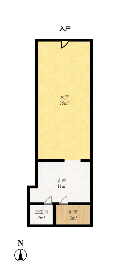 长房UP年代  1室1厅1卫   1300.00元/月室内图1