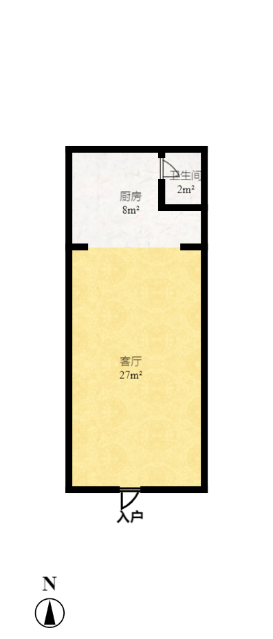 汇一城（汇壹公馆）  1室1厅1卫   1900.00元/月户型图