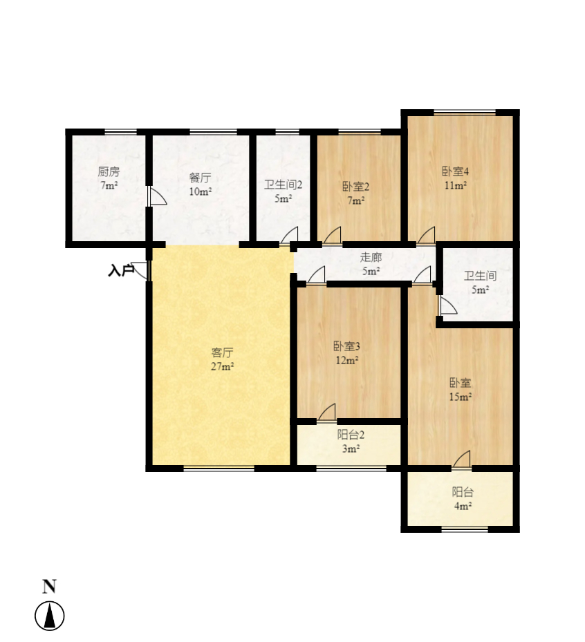 康桥长郡  4室2厅2卫    2800.0元/月 康桥长郡  4室2厅2卫    2800.0元/月户型图