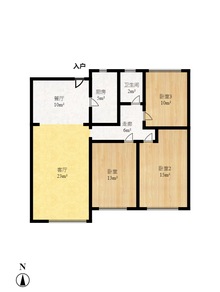 汇一城（汇壹公馆）  3室1厅1卫   2500.00元/月户型图