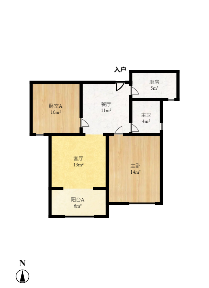 优山美地 2室2厅1卫 2200.0元/月 优山美地 2室2厅1卫 2200.0元/月户型图