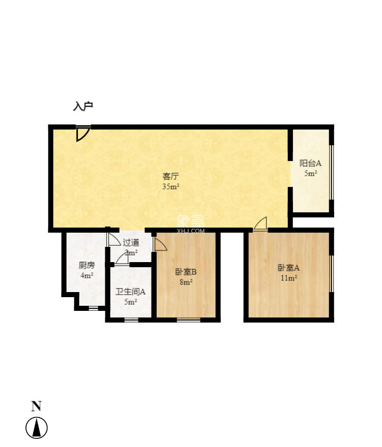 湘府东苑  2室2厅1卫   2400.00元/月室内图1