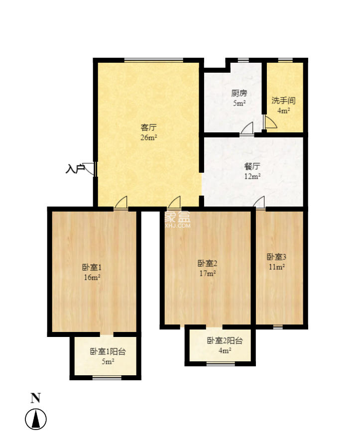 湘农桥社区  2室2厅1卫   2100.00元/月室内图1