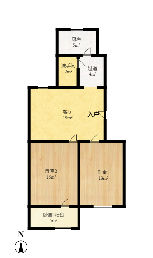 省水院宿舍  2室2厅1卫   1800.00元/月室内图1